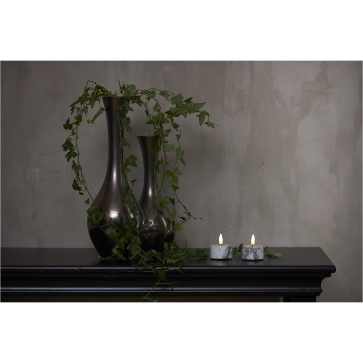 LED Värmeljus 2-pack Flamme Marble Grå Star Trading – bild 5