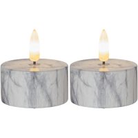 LED Värmeljus 2-pack Flamme Marble Grå Star Trading