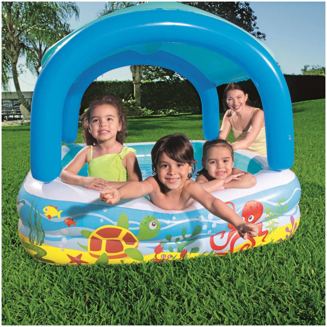 Lekpool med tak 140x140x114 cm blå 52192 Bestway 140 x 140 x 114 cm