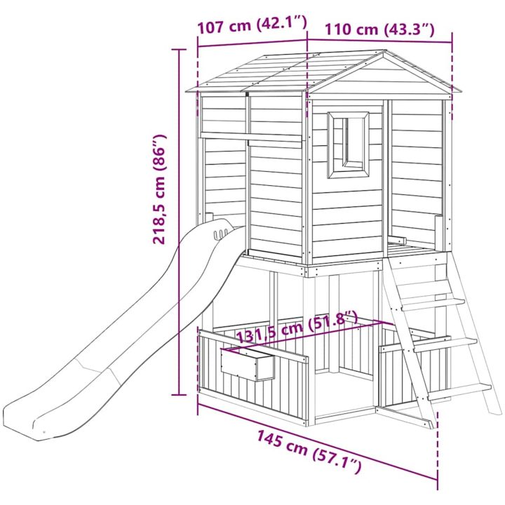 Lekset för utomhusbruk vit och blå massiv trägran vidaXL – bild 9