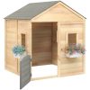 Lekstuga med låsbar dörr och blomkrukor massivt granträ vidaXL – miniatyr 5