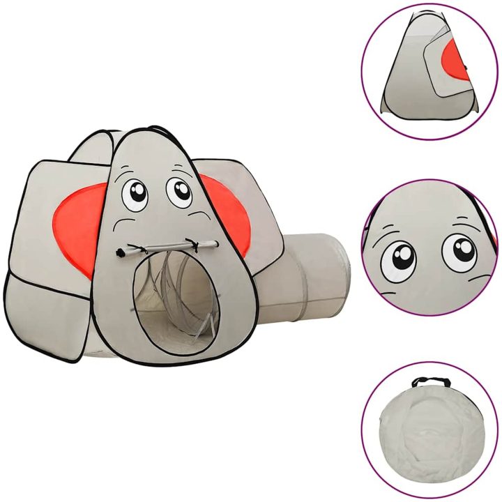 Lektält elefant grå med 250 bollar 174x86x101 cm vidaXL – bild 3