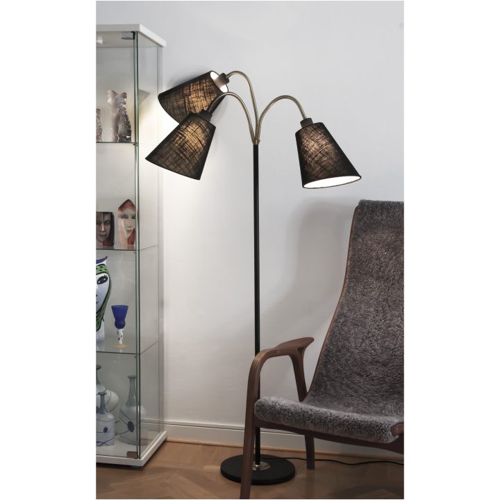 Ljusdal Golvlampa 3-arm Svart/matt Mässing ANETA HOME Sockel E27 Svart /Matt Mässing – bild 5