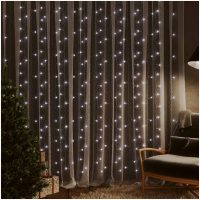 Ljusdraperi 3x3 m 300 lysdioder kallvit 8 funktioner vidaXL