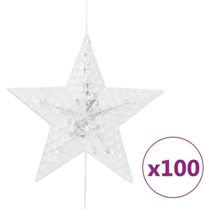 Ljusgardin med stjärnor 500 lysdioder kallvit 8 funktioner vidaXL 500 – bild 6