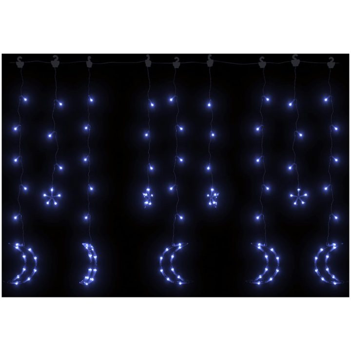 Ljusgardin stjärnor och månar fjärrkontroll 345 lysdioder blå vidaXL 345 led – bild 3