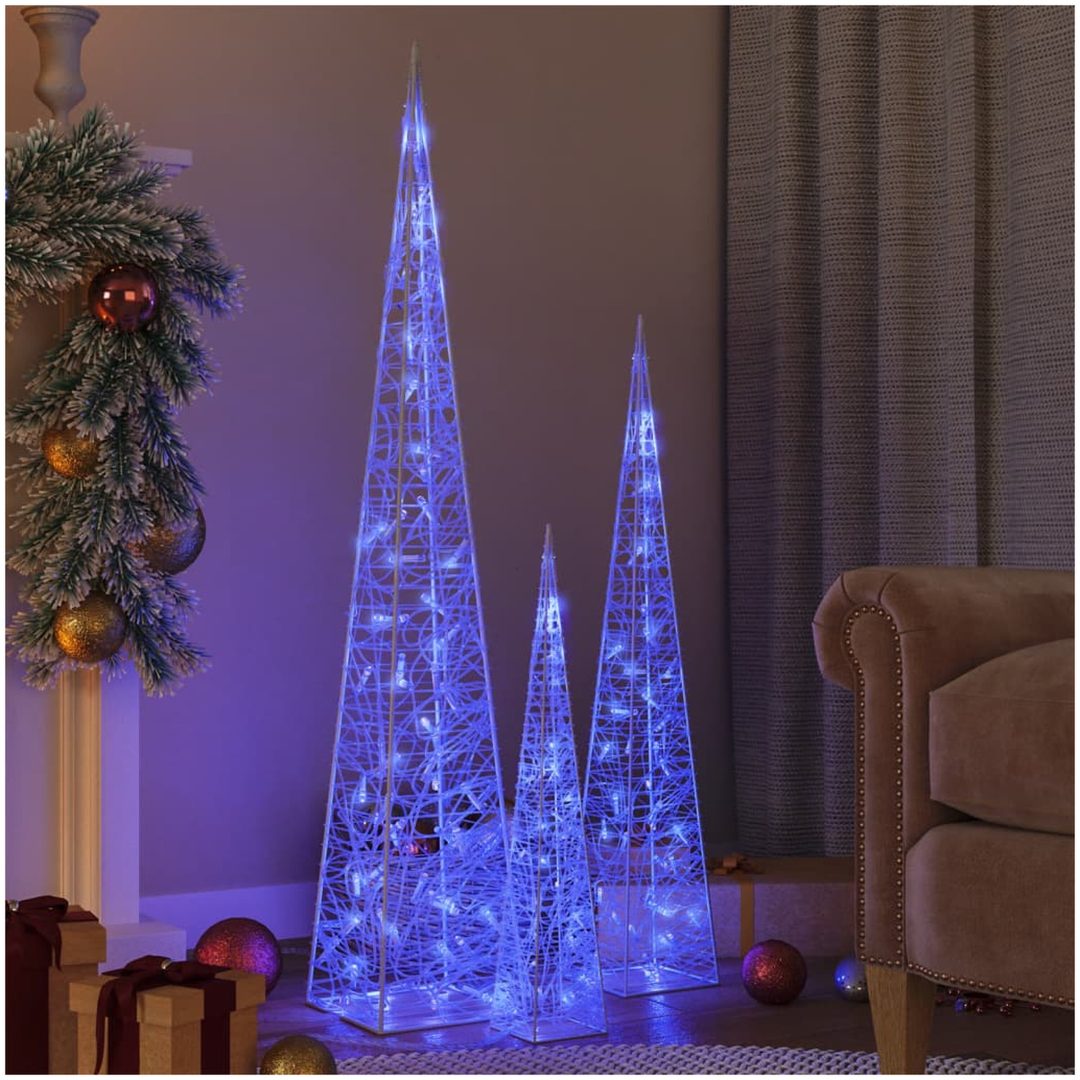 Ljuskoner LED set akryl blå 60/90/120 cm vidaXL 60/90/120 cm