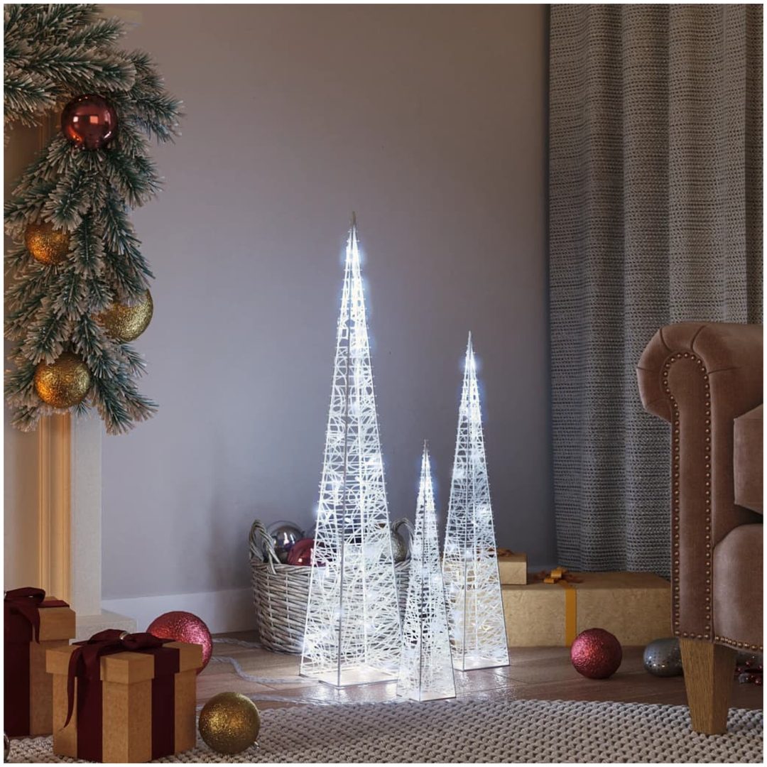 Ljuskoner set akryl kall vit 30/45/60 cm vidaXL 30/45/60 cm