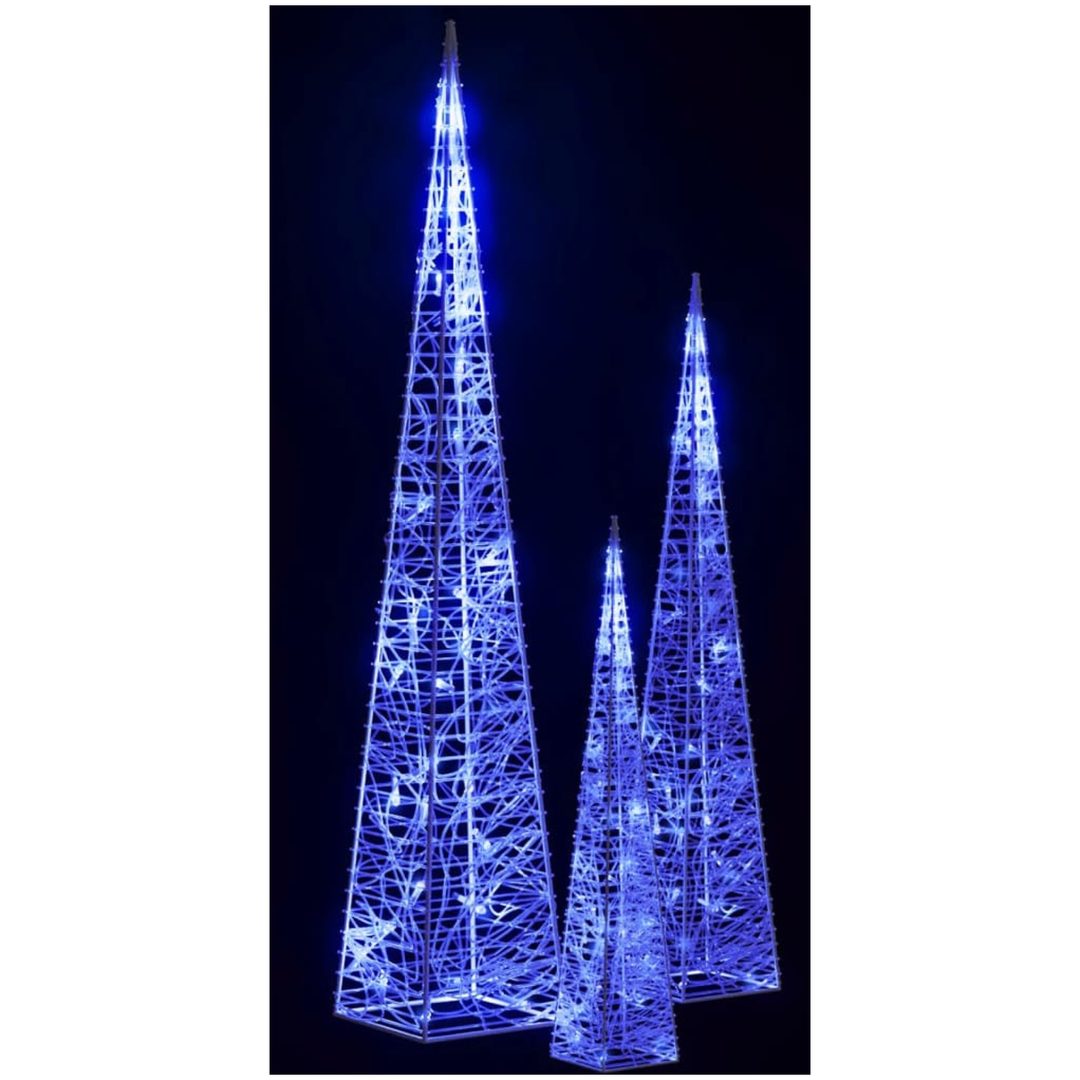 Ljuskoner set akryl LED blå vidaXL 30/45/60 cm – bild 4