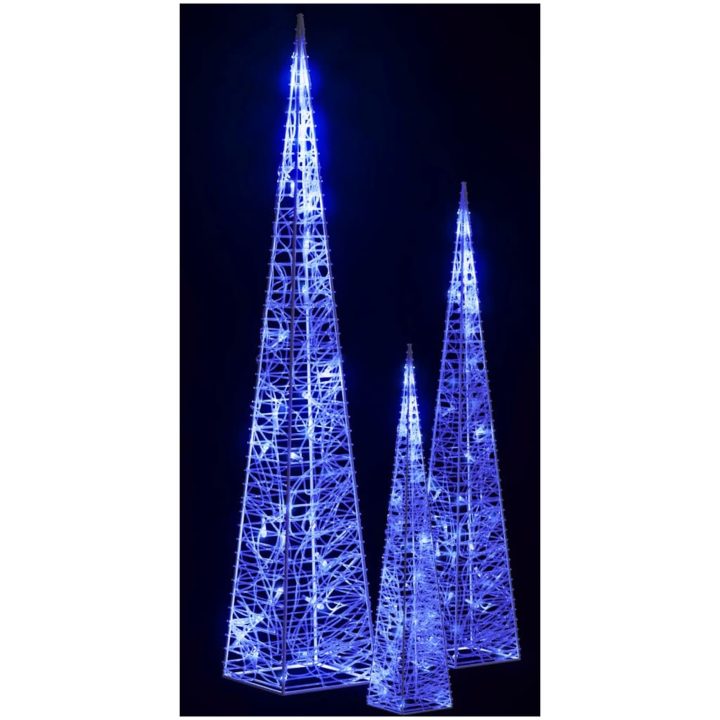 Ljuskoner set akryl LED blå vidaXL 30/45/60 cm – bild 4