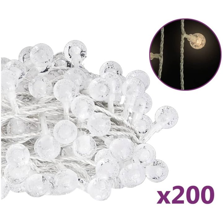 Ljusslinga bollar 200 lysdioder varmvit 8 funktioner vidaXL 20 m – bild 2