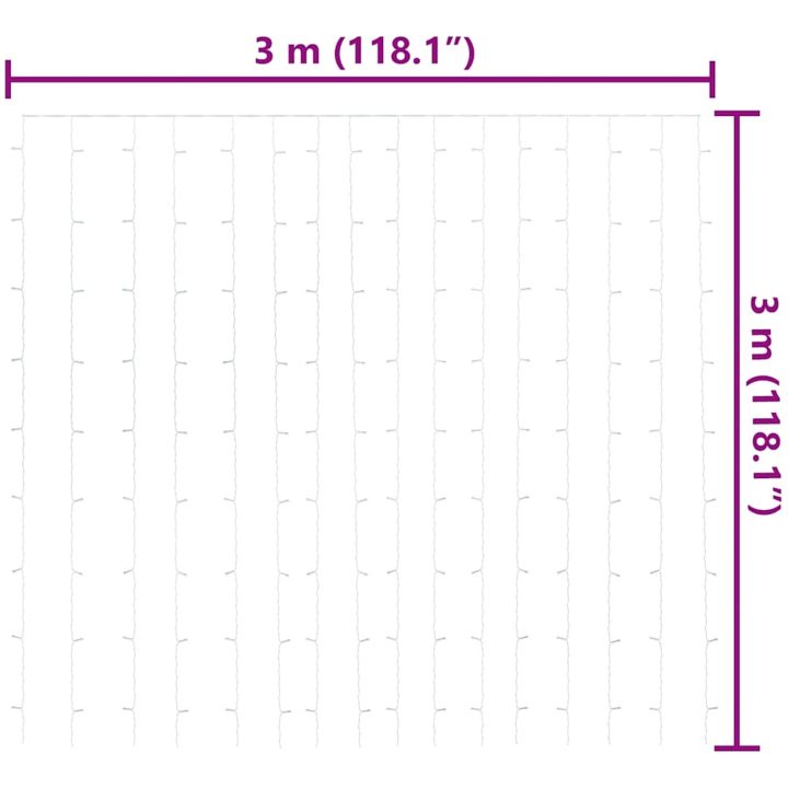 Ljusslinga draperi 3x3 m 300 lysdioder varmvit vidaXL – bild 7
