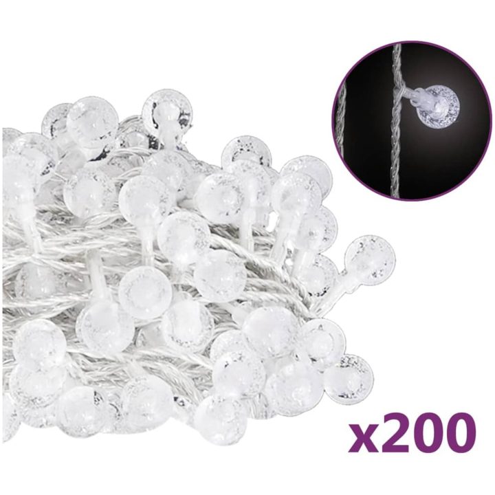 Ljusslinga kulor 200 lysdioder kallvit 8 funktioner vidaXL 20 m – bild 2