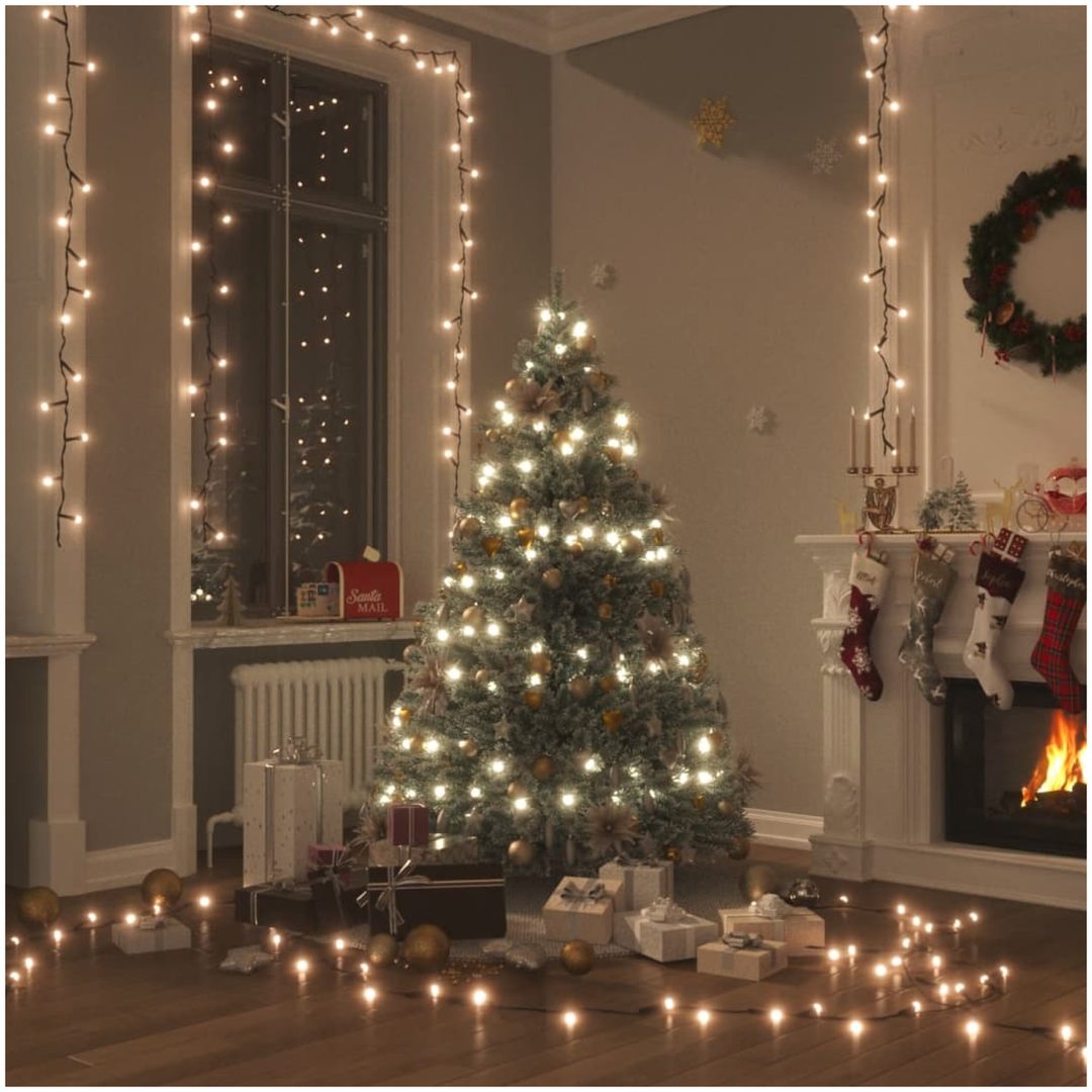 Ljusslinga med 600 LED 8 ljuseffekter IP44 varmvit vidaXL 60 m