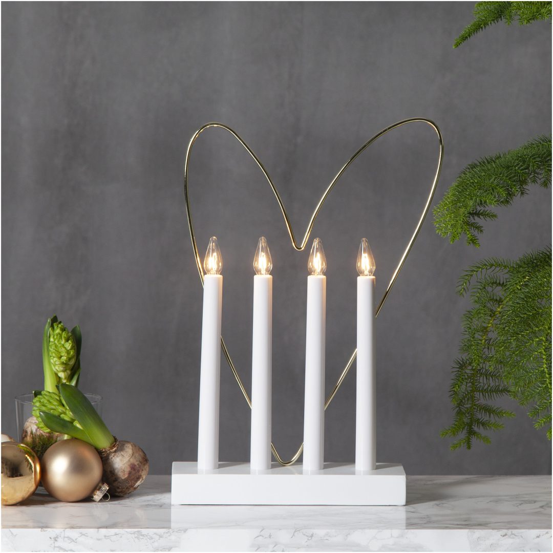 Ljusstake Glossy Heart Vit Star Trading – bild 10