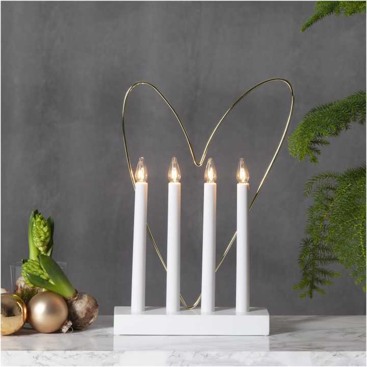 Ljusstake Glossy Heart Vit Star Trading – bild 10