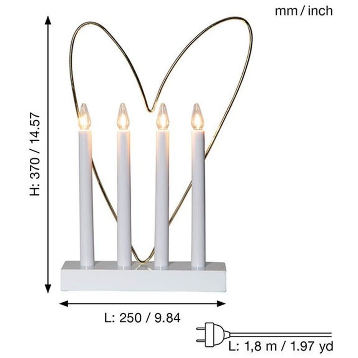 Ljusstake Glossy Heart Vit Star Trading – bild 7