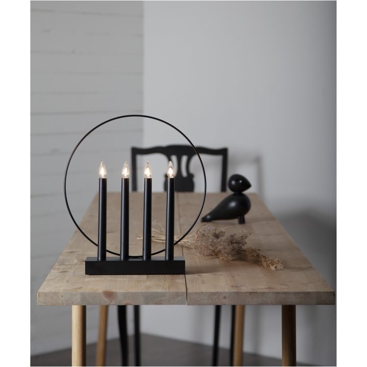 Ljusstake Glossy Svart Star Trading – bild 6