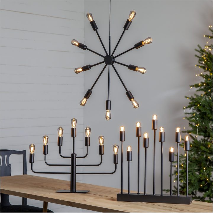 Ljusstake PIX Svart Star Trading 9 ljus – bild 7