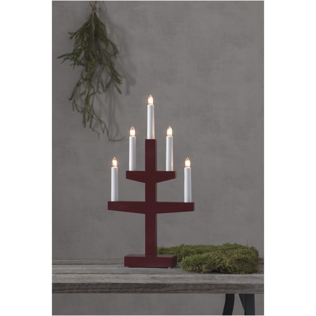 Ljusstake Trapp Röd Star Trading Träd / 46 cm – bild 3