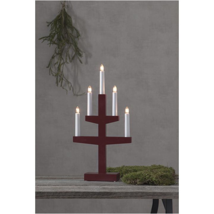 Ljusstake Trapp Röd Star Trading Träd / 46 cm – bild 3