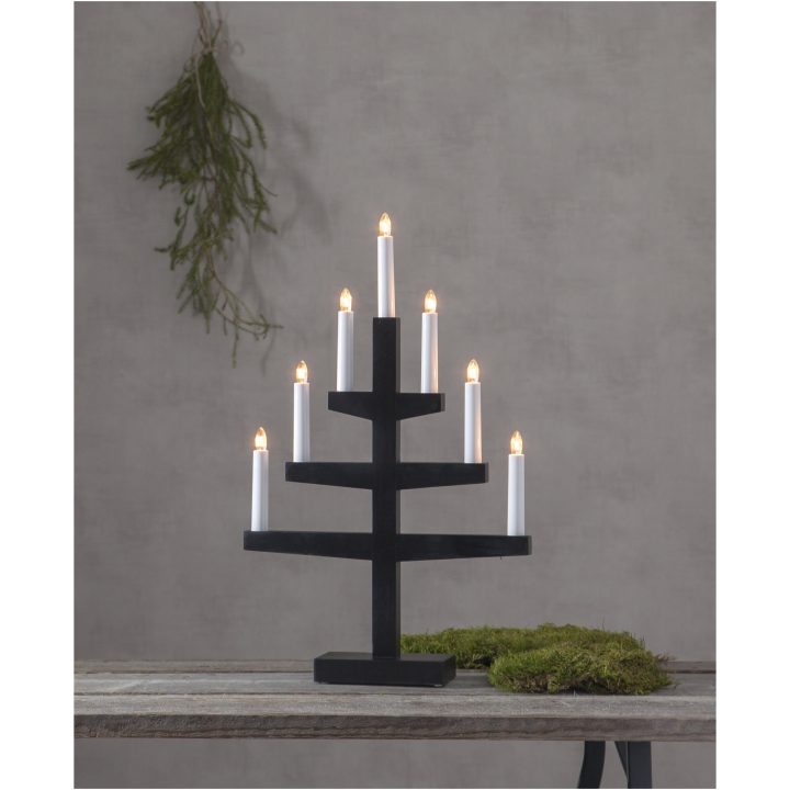 Ljusstake Trapp Svart Star Trading 7 ljus – bild 5
