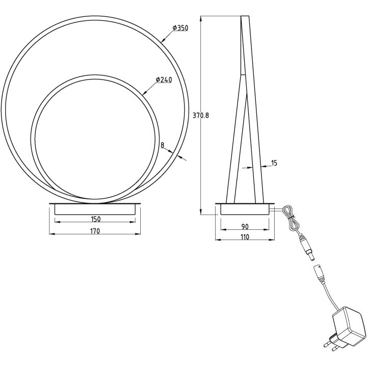 Loop Bordlampa, Stål ANETA HOME Champagne – bild 9