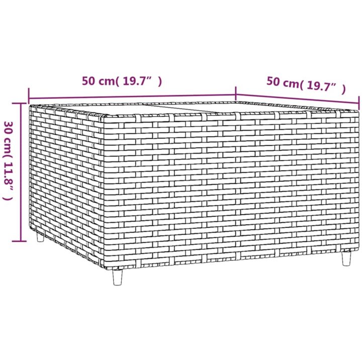 Loungebord fyrkantigt brun 50x50x30 cm konstrotting vidaXL – bild 6