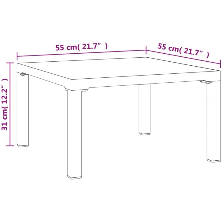 Loungebord grå 55x55x31 cm DPC och stål vidaXL – bild 6