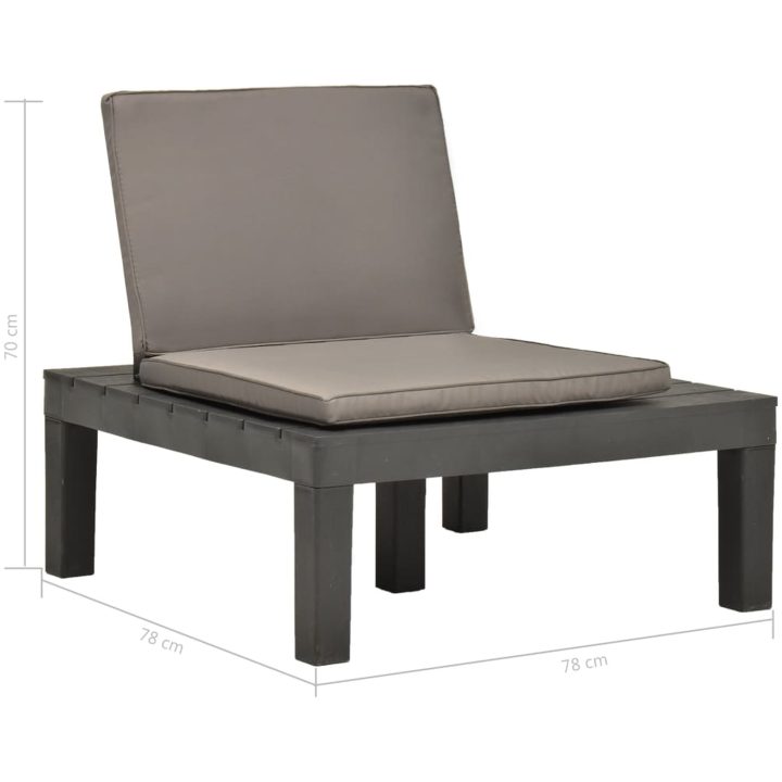 Loungefåtölj med dyna plast antracit vidaXL – bild 7