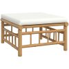 Loungegrupp 10 delar gräddvita dynor bambu vidaXL – miniatyr 6