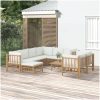 Loungegrupp 10 delar gräddvita dynor bambu vidaXL – miniatyr 1