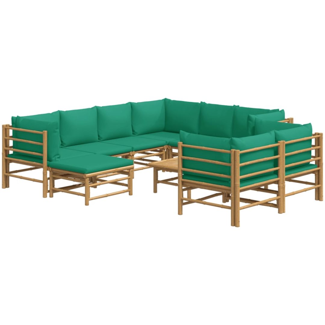 Loungegrupp 10 delar gröna dynor bambu vidaXL – bild 3