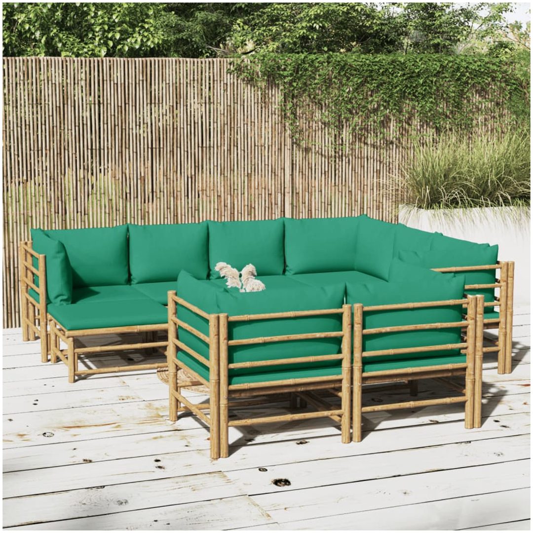 Loungegrupp 10 delar gröna dynor bambu vidaXL