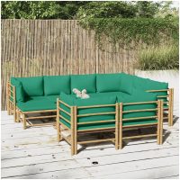 Loungegrupp 10 delar gröna dynor bambu vidaXL