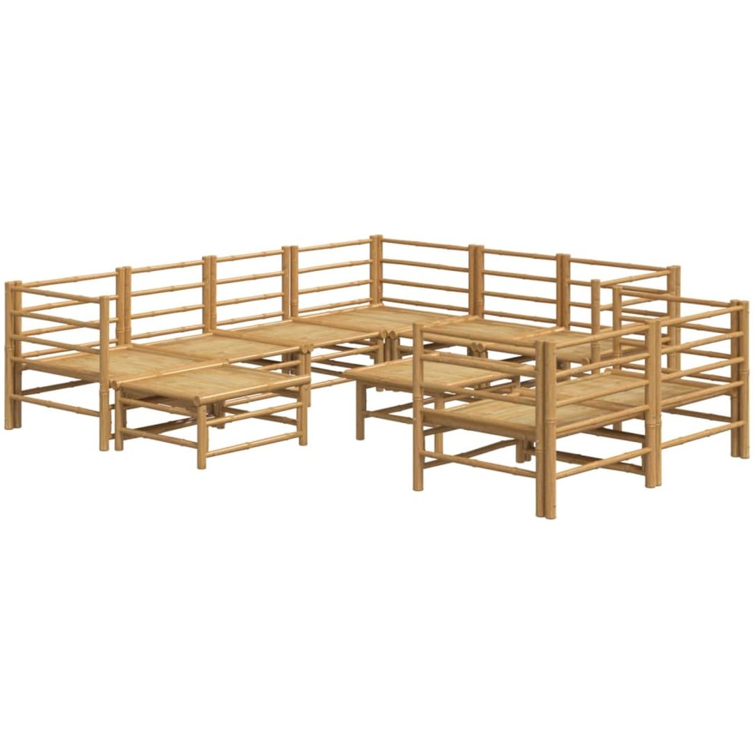 Loungegrupp 10 delar ljusgråa dynor bambu vidaXL – bild 4