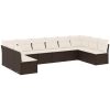 Loungegrupp 10 delar med brun dynor konstrotting vidaXL – miniatyr 2