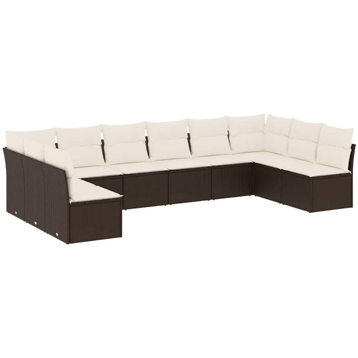 Loungegrupp 10 delar med brun dynor konstrotting vidaXL – bild 2