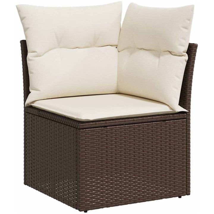 Loungegrupp 10 delar med brun dynor konstrotting vidaXL – bild 5