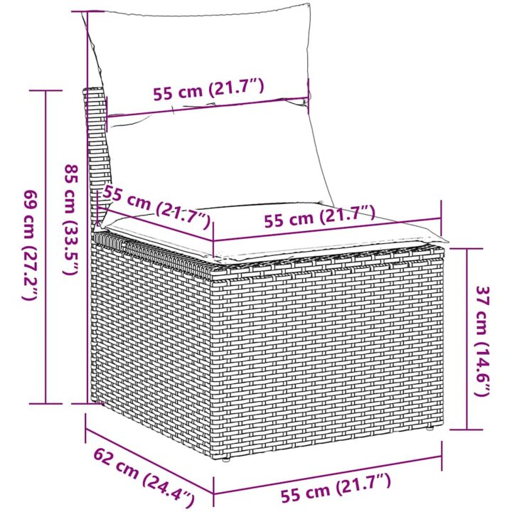 Loungegrupp 10 delar med brun dynor konstrotting vidaXL – bild 7