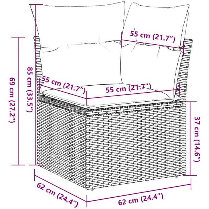 Loungegrupp 10 delar med brun dynor konstrotting vidaXL – bild 8