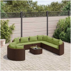 Loungegrupp 10 delar med brun dynor konstrotting vidaXL