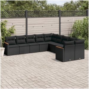 Loungegrupp 10 delar med svarta dynor konstrotting vidaXL