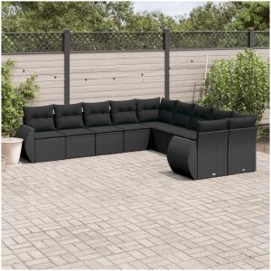 Loungegrupp 10 delar med svarta dynor konstrotting vidaXL