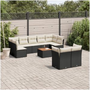 Loungegrupp 10 delar med svarta dynor konstrotting vidaXL