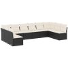 Loungegrupp 10 delar med svarta dynor konstrotting vidaXL – miniatyr 2