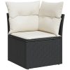 Loungegrupp 10 delar med svarta dynor konstrotting vidaXL – miniatyr 3