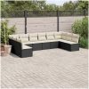 Loungegrupp 10 delar med svarta dynor konstrotting vidaXL – miniatyr 1