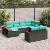 Loungegrupp 10 delar med svarta dynor konstrotting vidaXL