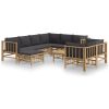 Loungegrupp 10 delar mörkgrå dynor bambu vidaXL – miniatyr 2